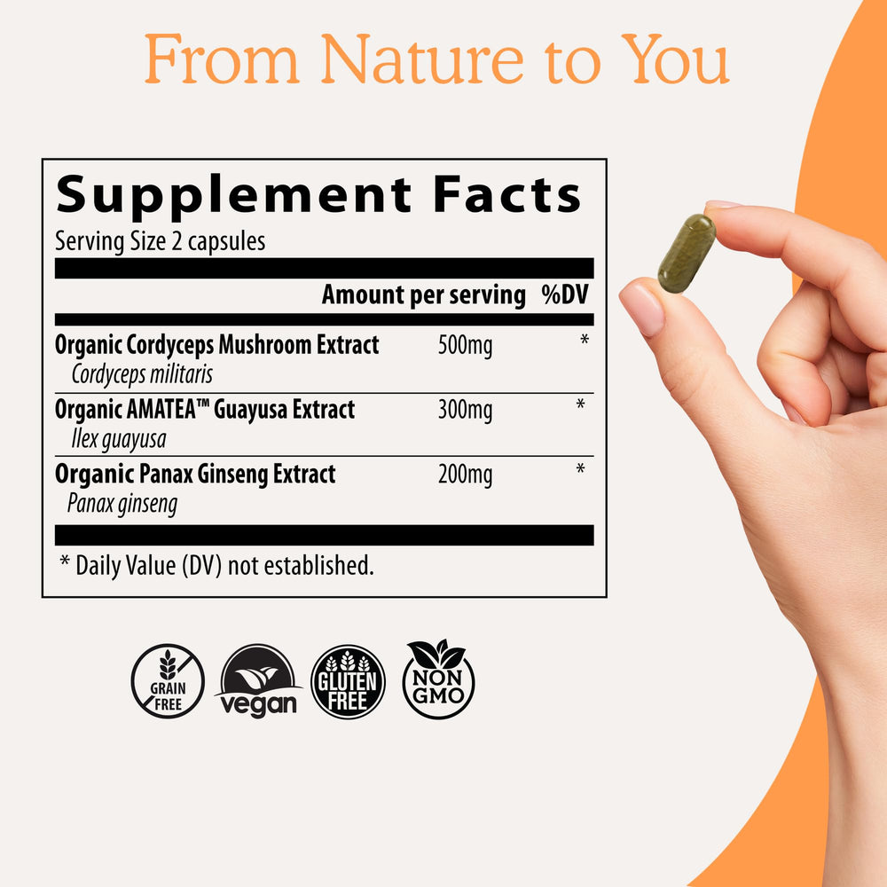Real Mushrooms RealBoost label emphasizes organic, clean ingredients.