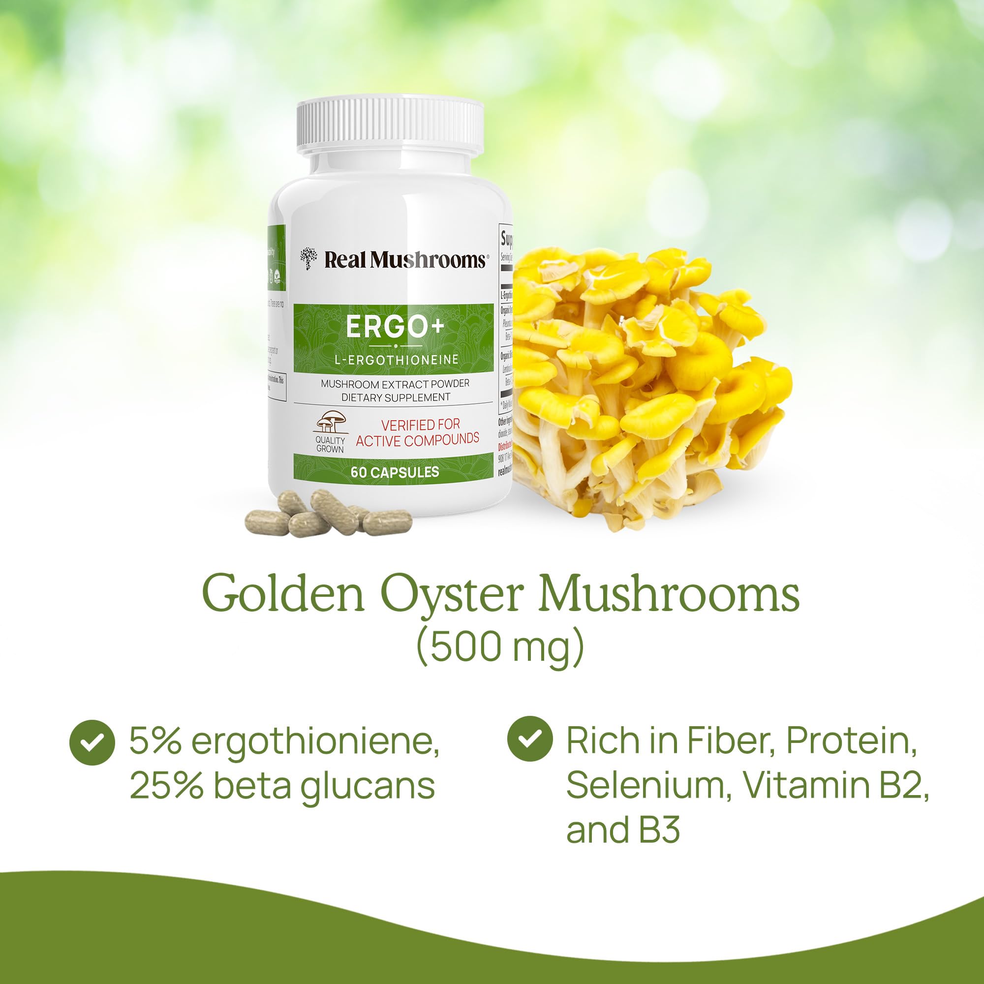 Real Mushrooms USDA Organic label on supplement bottle