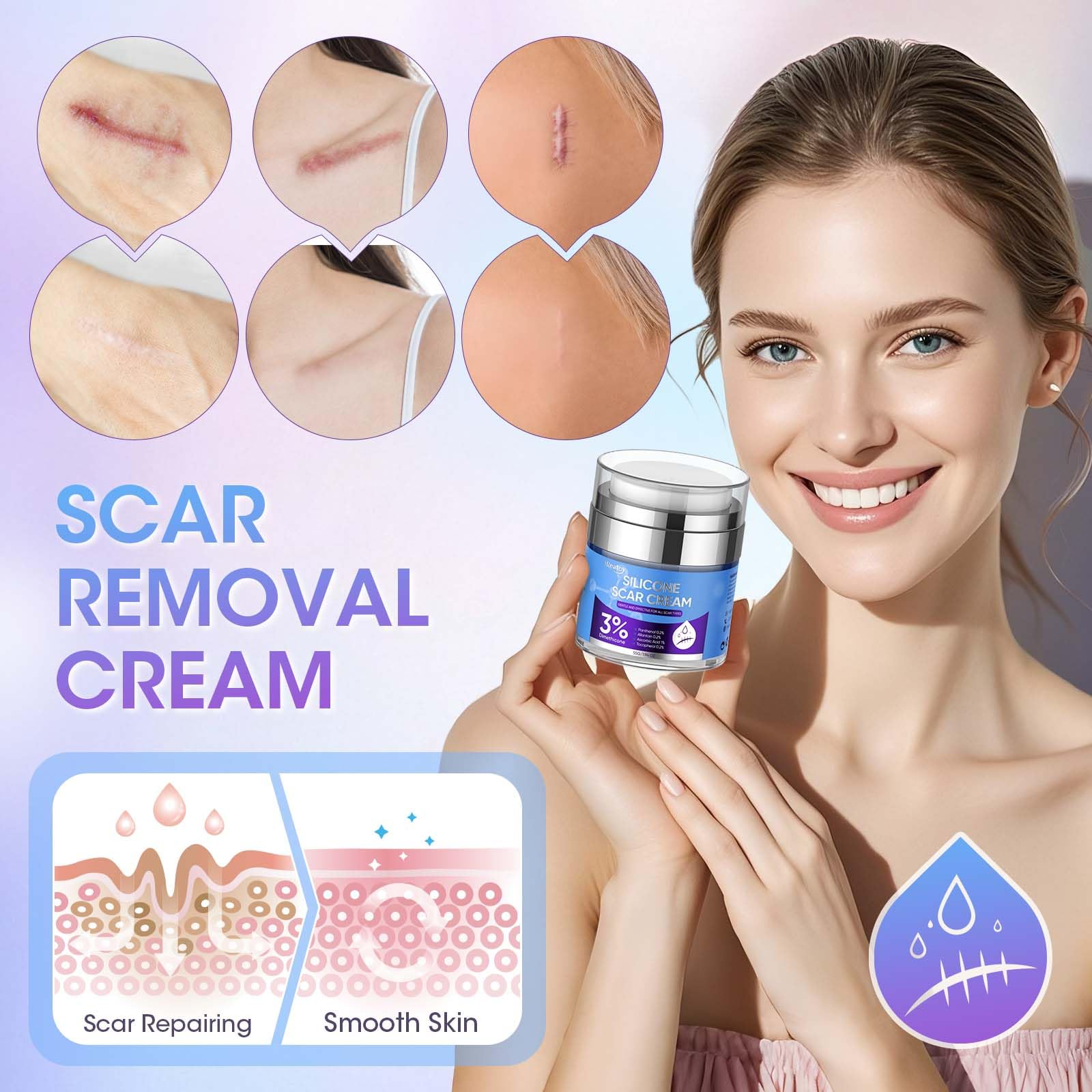 Reatoy Scar Cream botanical ingredients scene highlighting soothing healing and barrier support