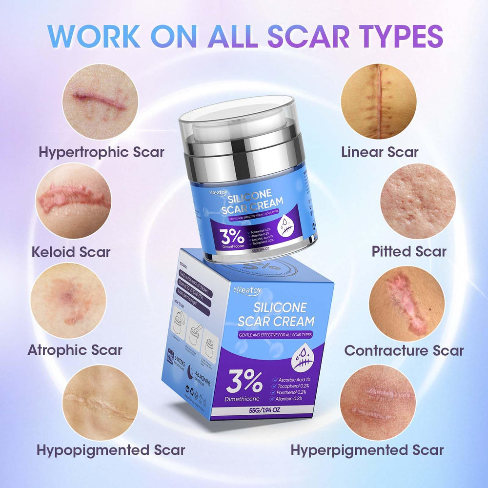 Silicone gel packaging shows travel-friendly tube for on-the-go scar care