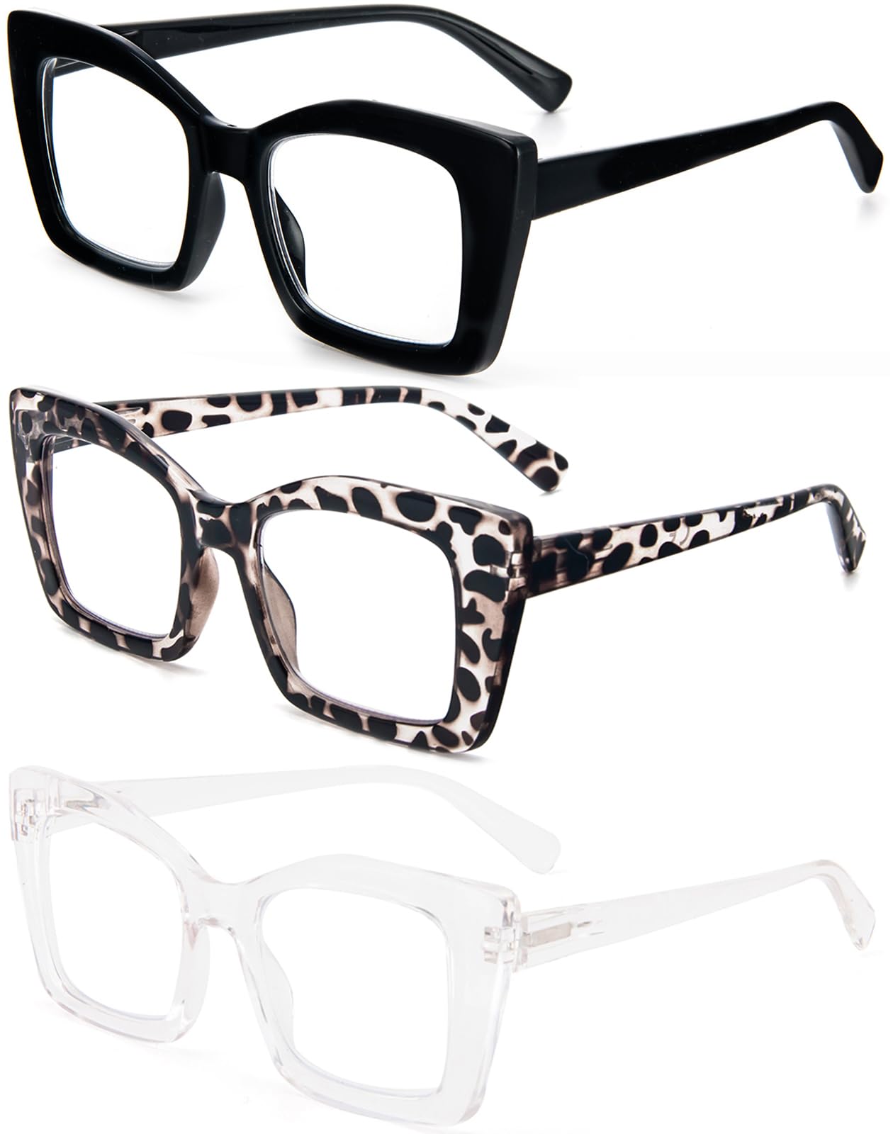 REAVEE blue light filtering lenses in transparent tortoise frame reduce screen glare during work.