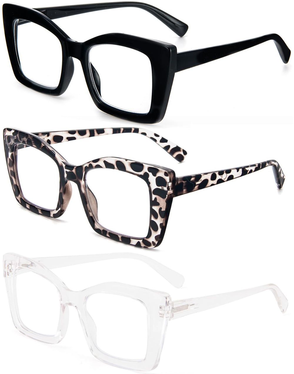 REAVEE blue light filtering lenses in transparent tortoise frame reduce screen glare during work.