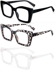 REAVEE blue light filtering lenses in transparent tortoise frame reduce screen glare during work.