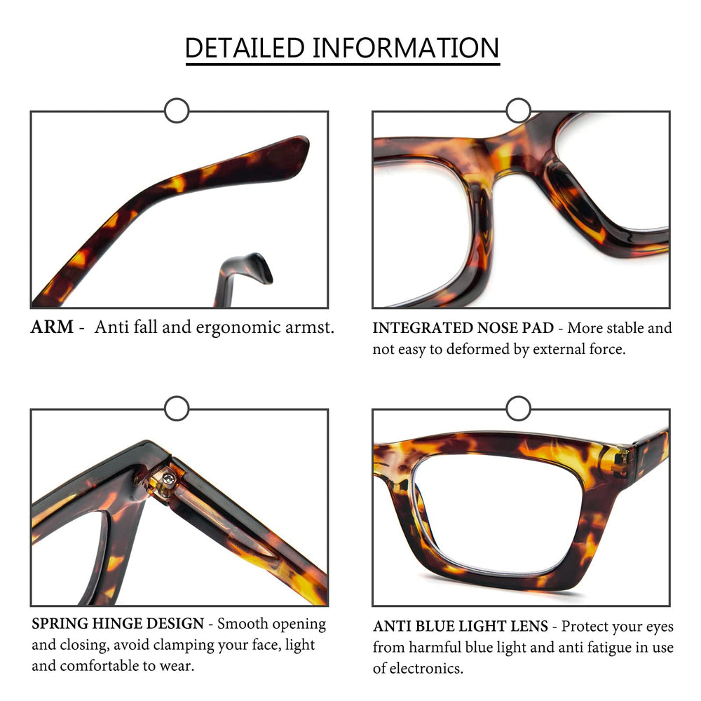 REAVEE clear lenses offer sharper vision for reading and work.