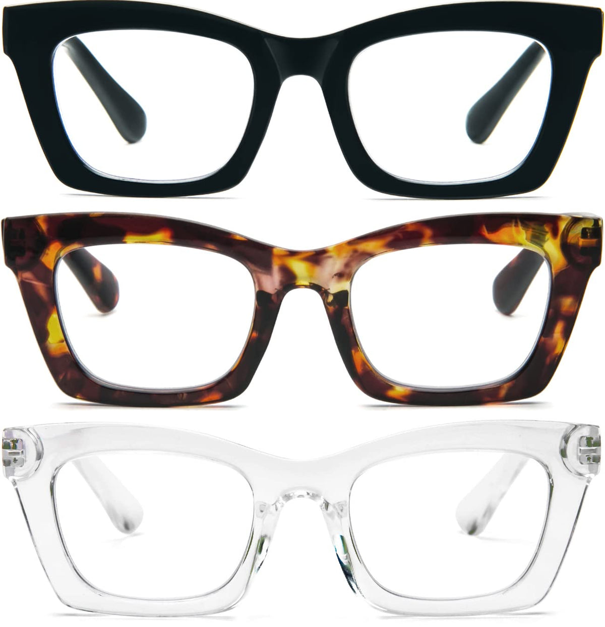REAVEE Oprah-style reading glasses with blue light blocking protect eyes during screen time.
