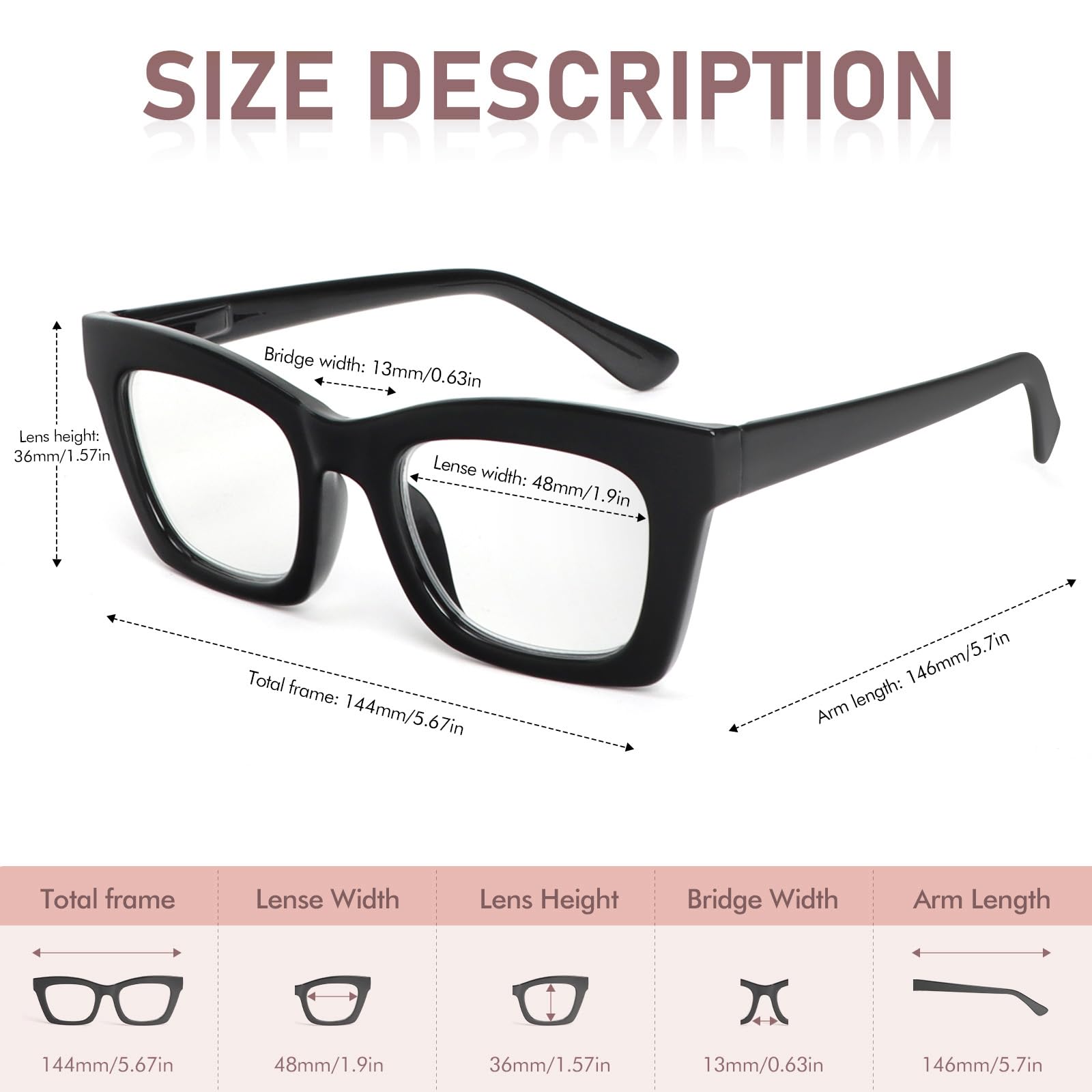 REAVEE Oprah-style reading glasses with pink frame and blue light blocking for screen use