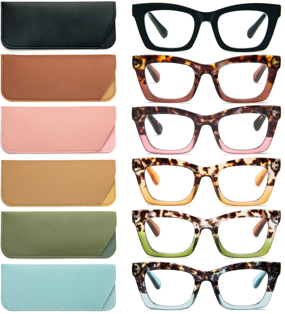 REAVEE Oprah-style reading glasses with square frames and blue light protection for daily wear.