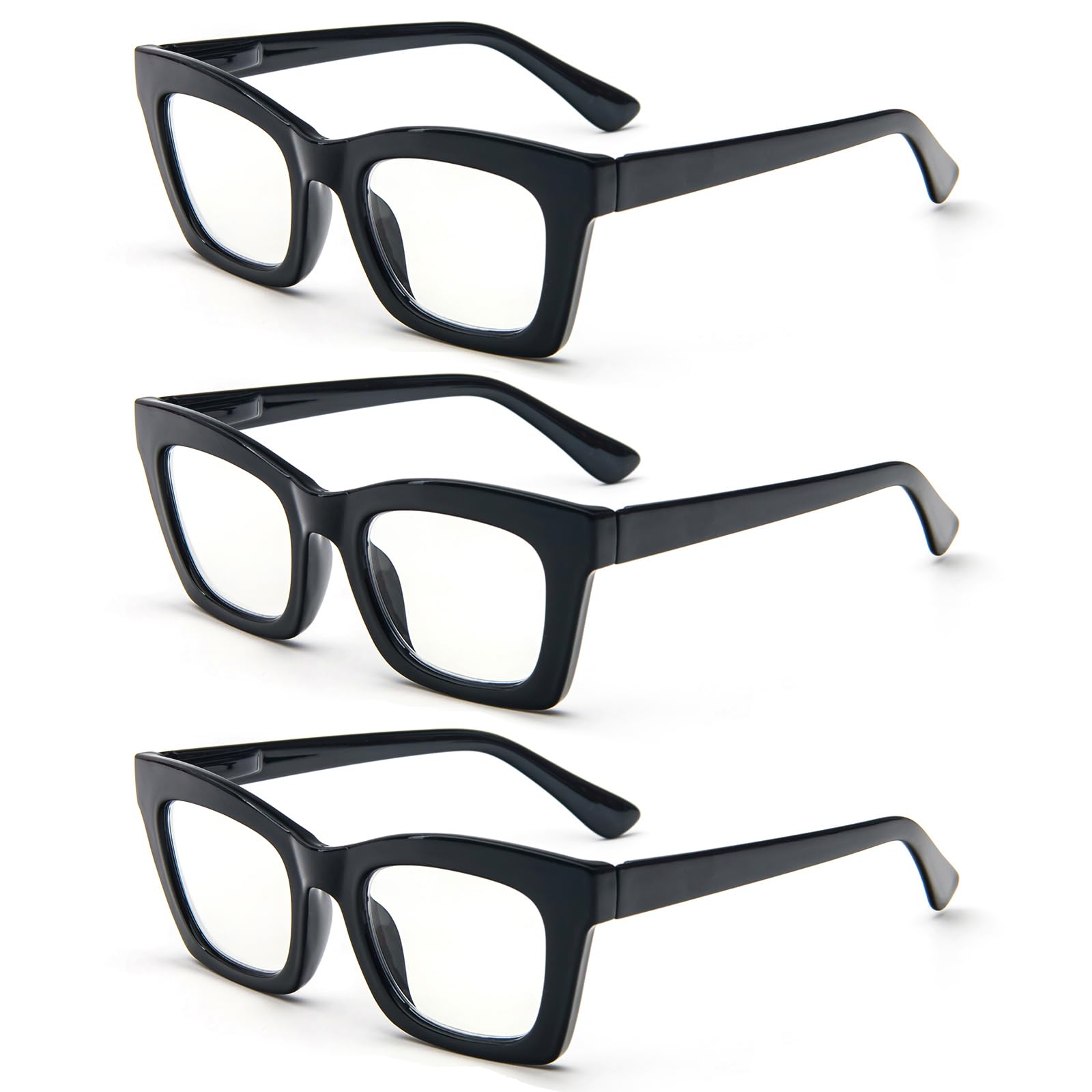 REAVEE Oprah-style reading glasses with blue light blocking square frames, ideal for on-the-go reading