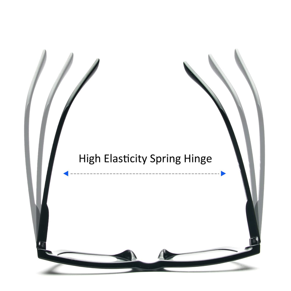 REAVEE spring hinges closeup on Oprah-style glasses for comfortable wear