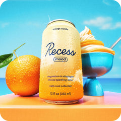 Recess Mood ingredient label closeup, highlighting magnesium L-threonate and L-theanine.