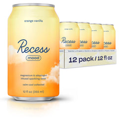 Recess Mood magnesium bottle on a desk, promoting calm and focus after a long day.