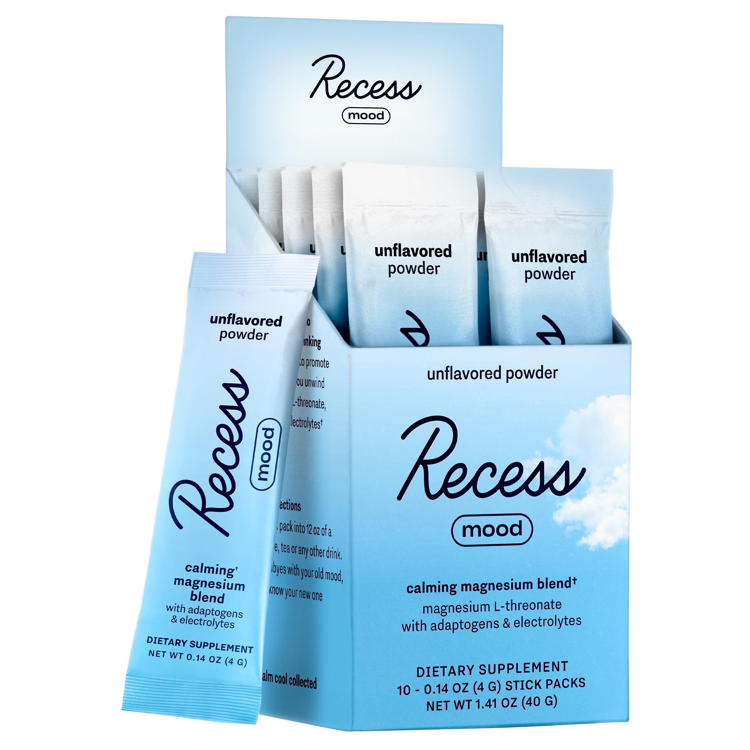 Recess Mood Powder tub closeup, a calm-ready blend for relaxing evenings.