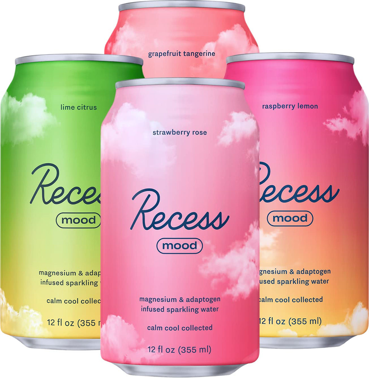 Recess Mood variety-pack bottles on display for easy, relaxing moments.