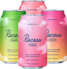 Recess Mood variety-pack bottles on display for easy, relaxing moments.