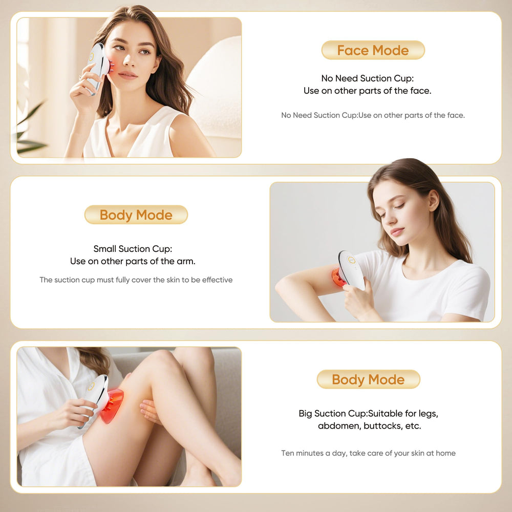 recgovt Body Smart Scraping facial mode uses gentle setup with no suction cup.