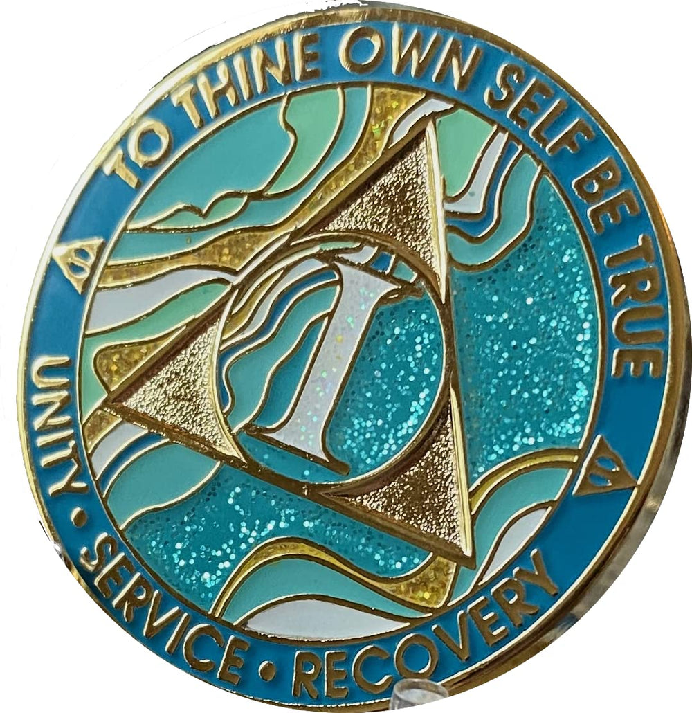 RecoveryChip blue and gold plated rim detail showing craftsmanship and elegance.
