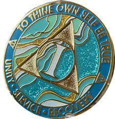 RecoveryChip blue and gold plated rim detail showing craftsmanship and elegance.