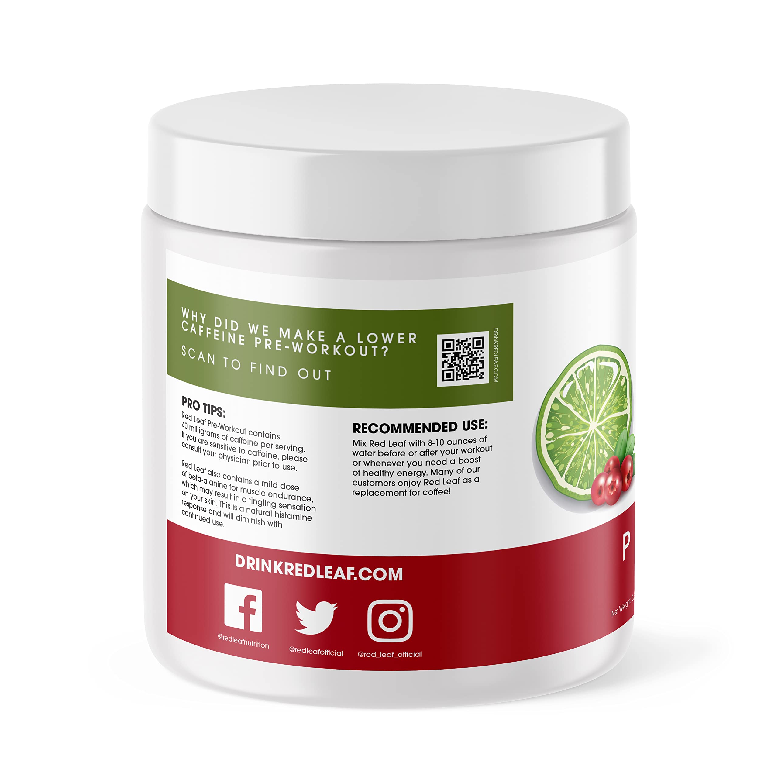Close-up of Red Leaf pre-workout powder texture and aroma hints