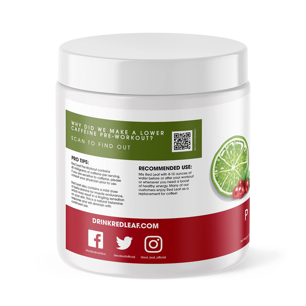 Close-up of Red Leaf pre-workout powder texture and aroma hints