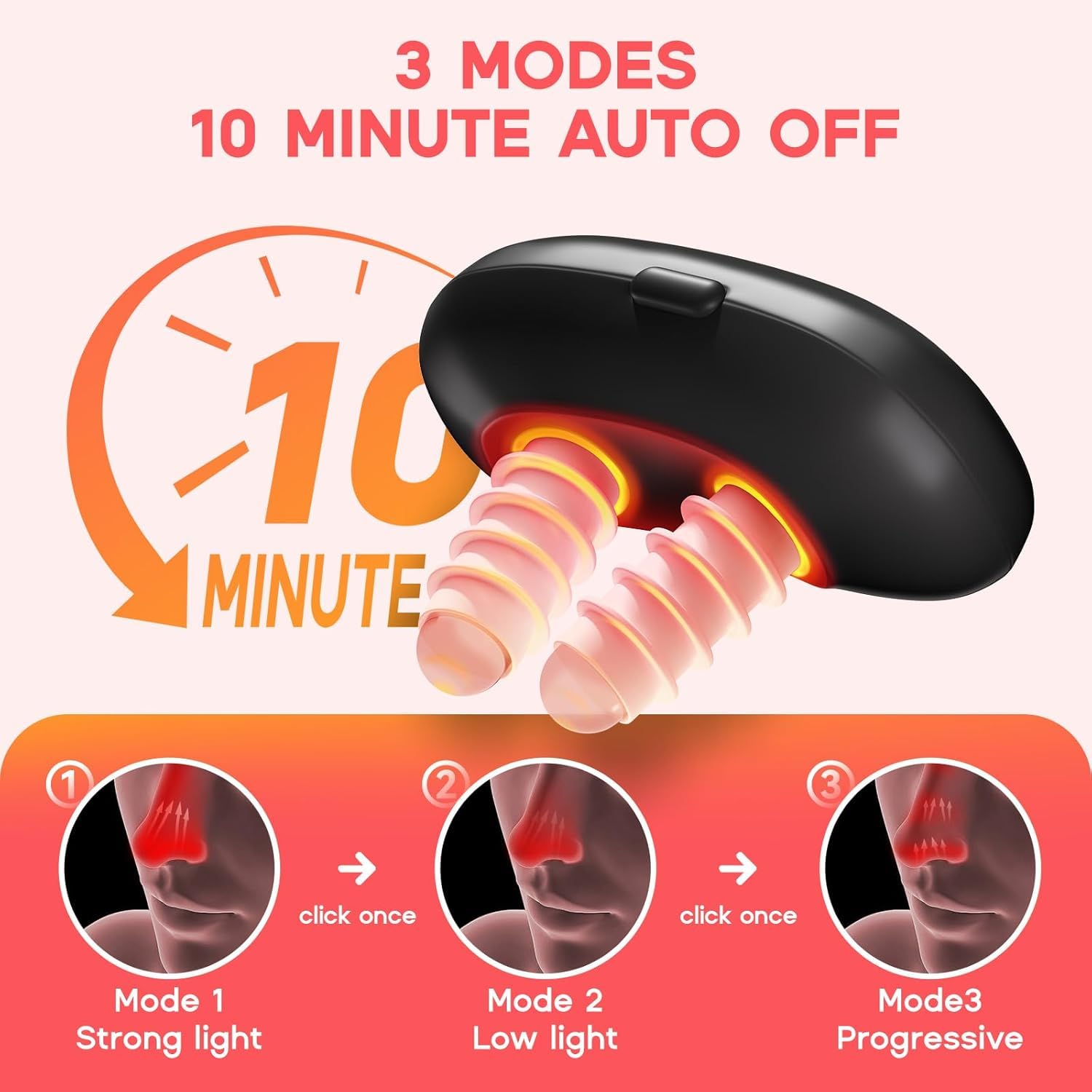 Red Light Therapy for Nose two soft nasal plugs included in package.