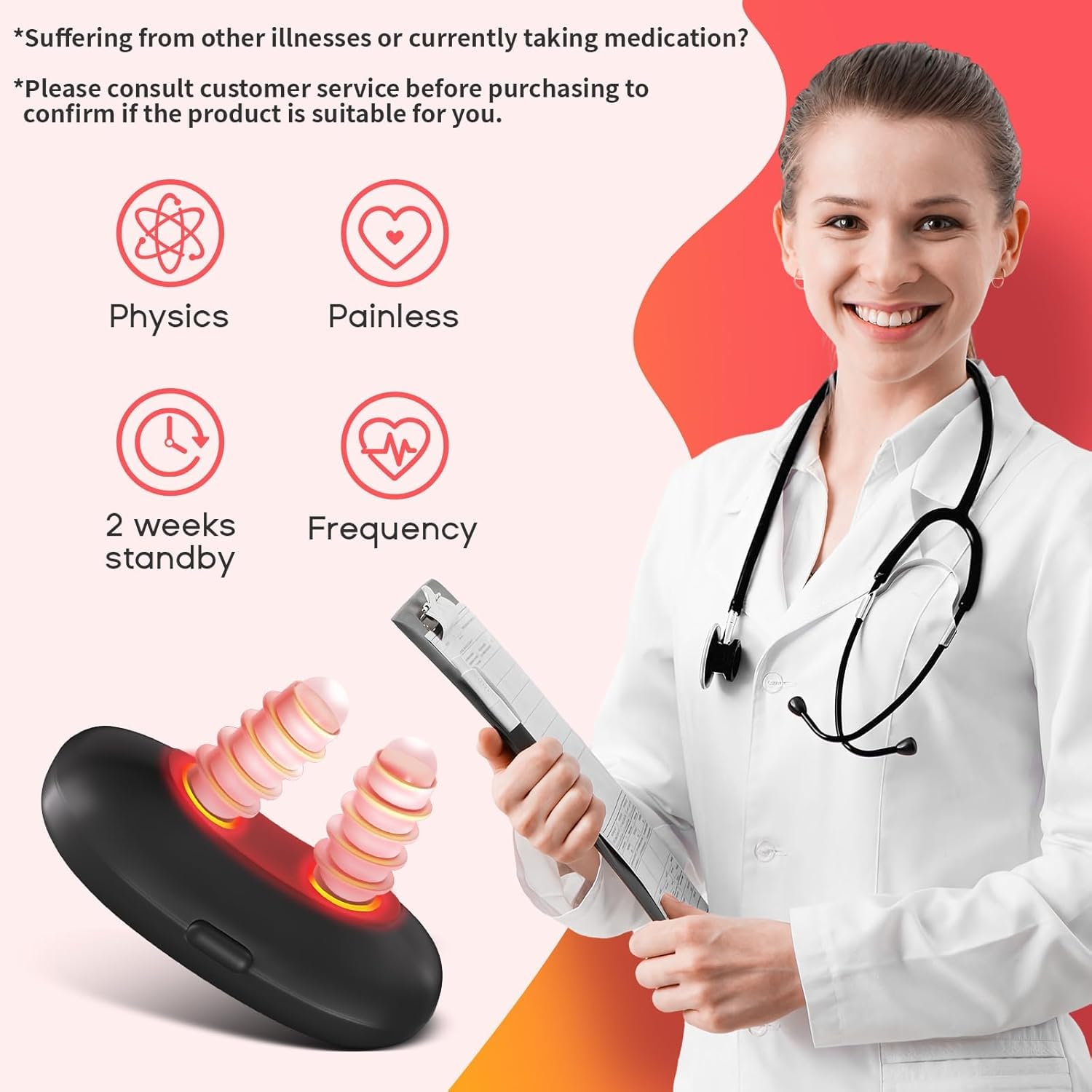 Red Light Therapy for Nose compact device with clear dimensions noted.