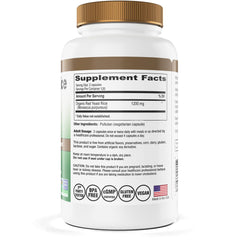 Close-up of Red Yeast Rice Gold capsules highlighting a premium organic formula for everyday use.