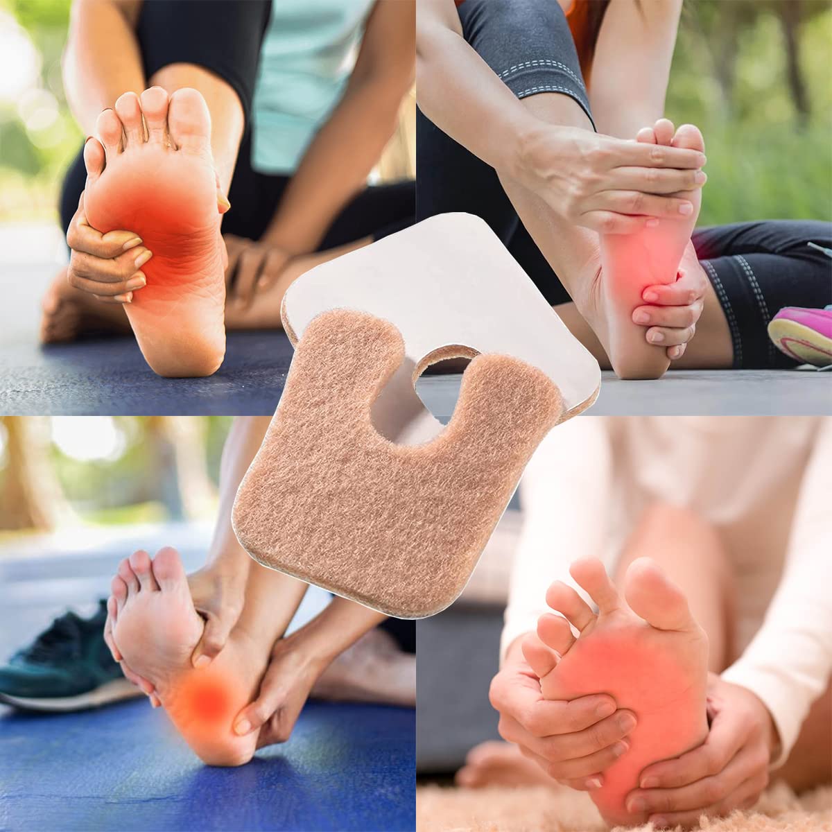 REDANHA foot pads attached to insole for secure placement during activity