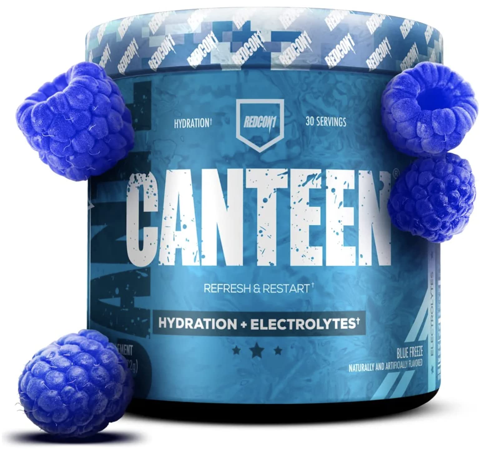 REDCON1 Canteen hydration powder tub in blue freeze for enhanced workouts