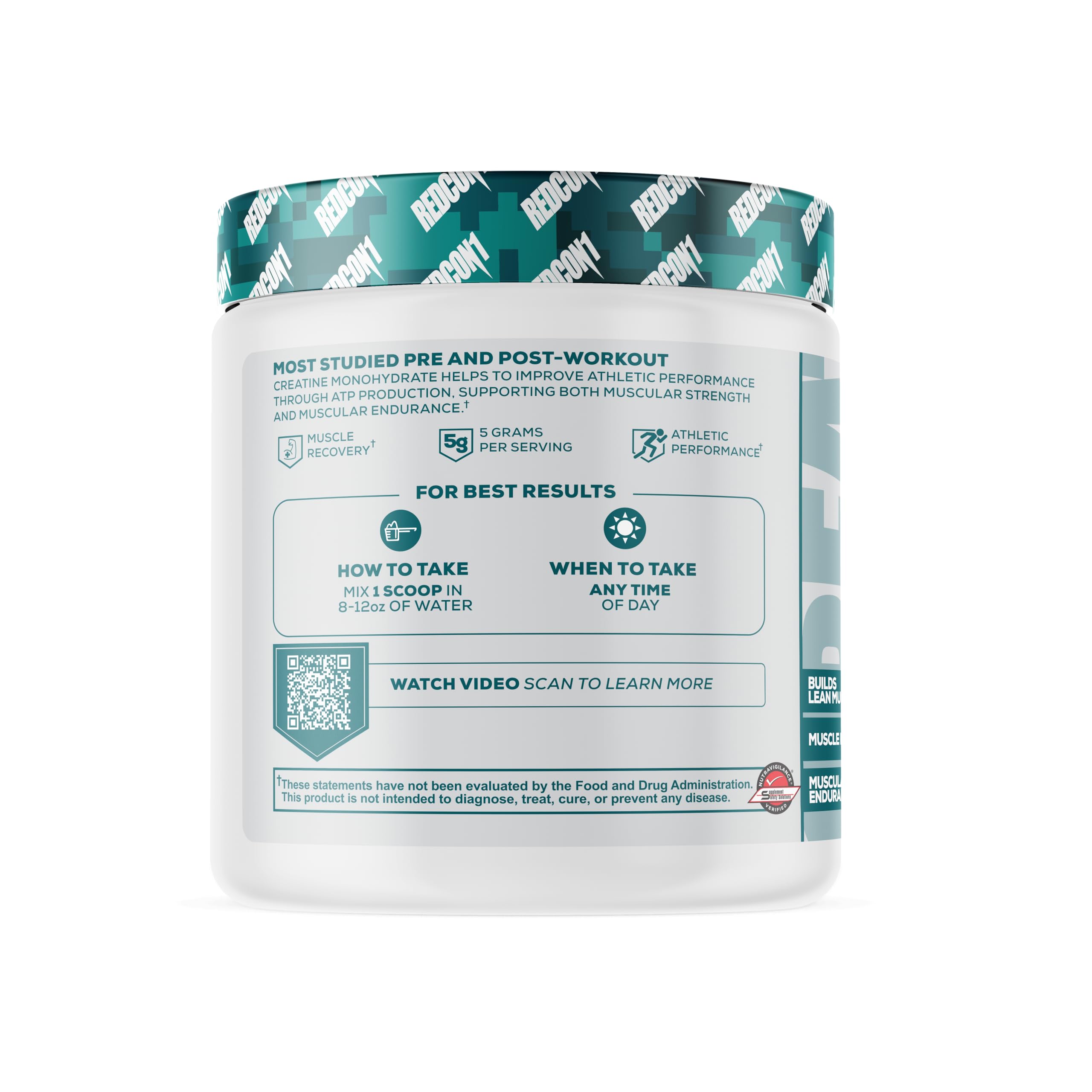 Redcon1 Creatine Monohydrate scoop ready to mix for strength and recovery