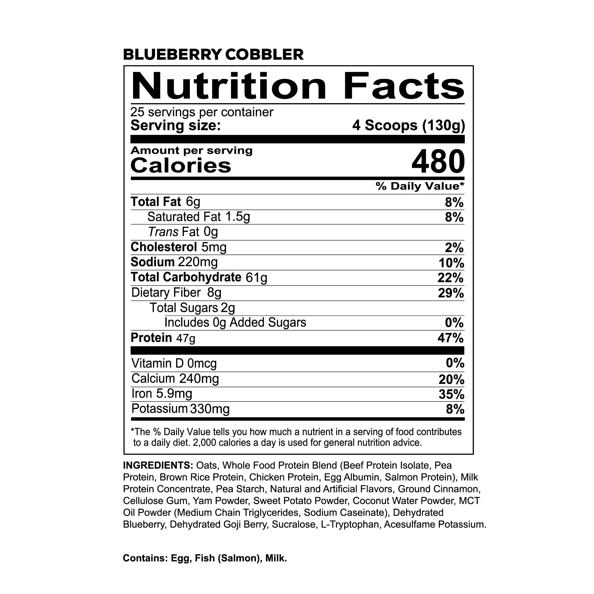 Redcon1 MRE Blueberry Cobbler pouch signaling premium, keto-friendly meal replacement.