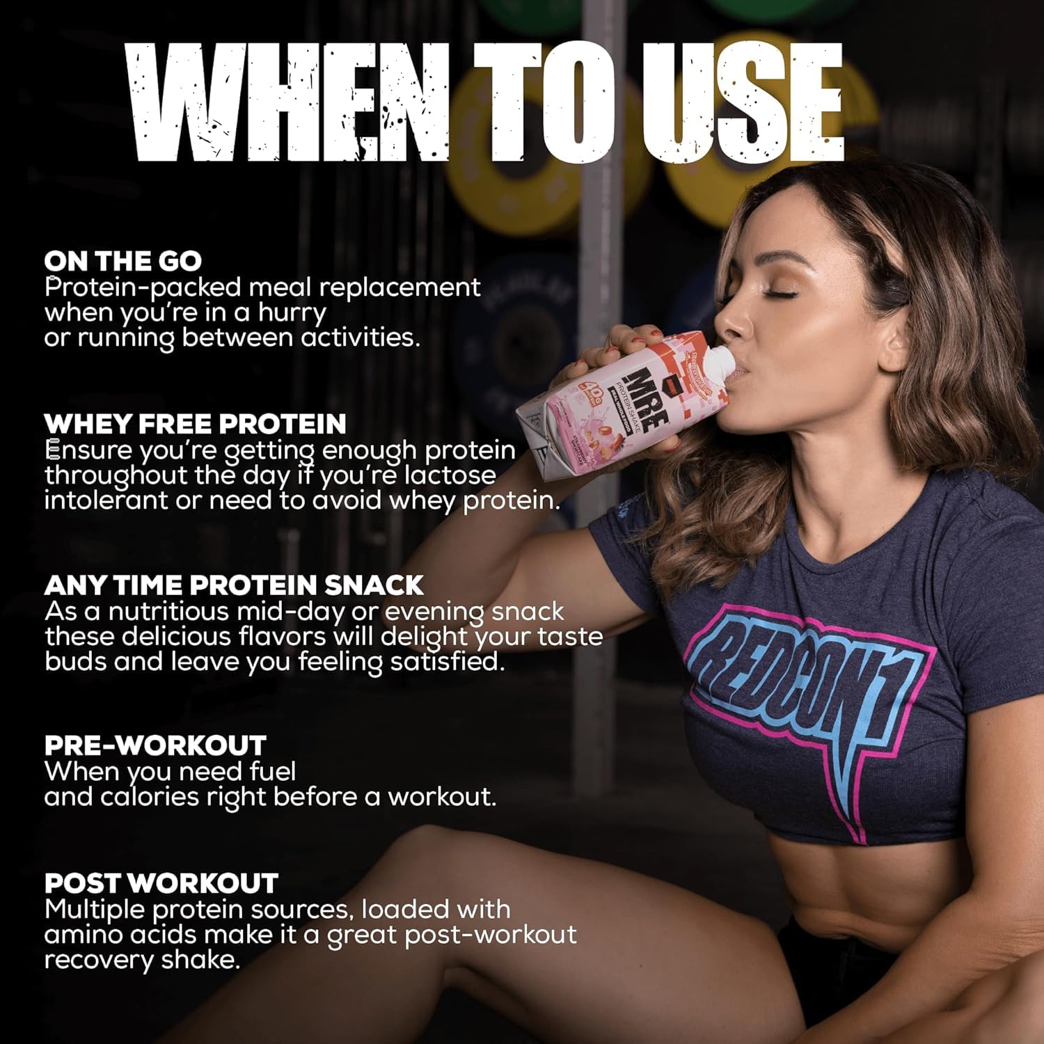 REDCON1 MRE nutrition panel close-up supports protein-rich, low-carb choice.