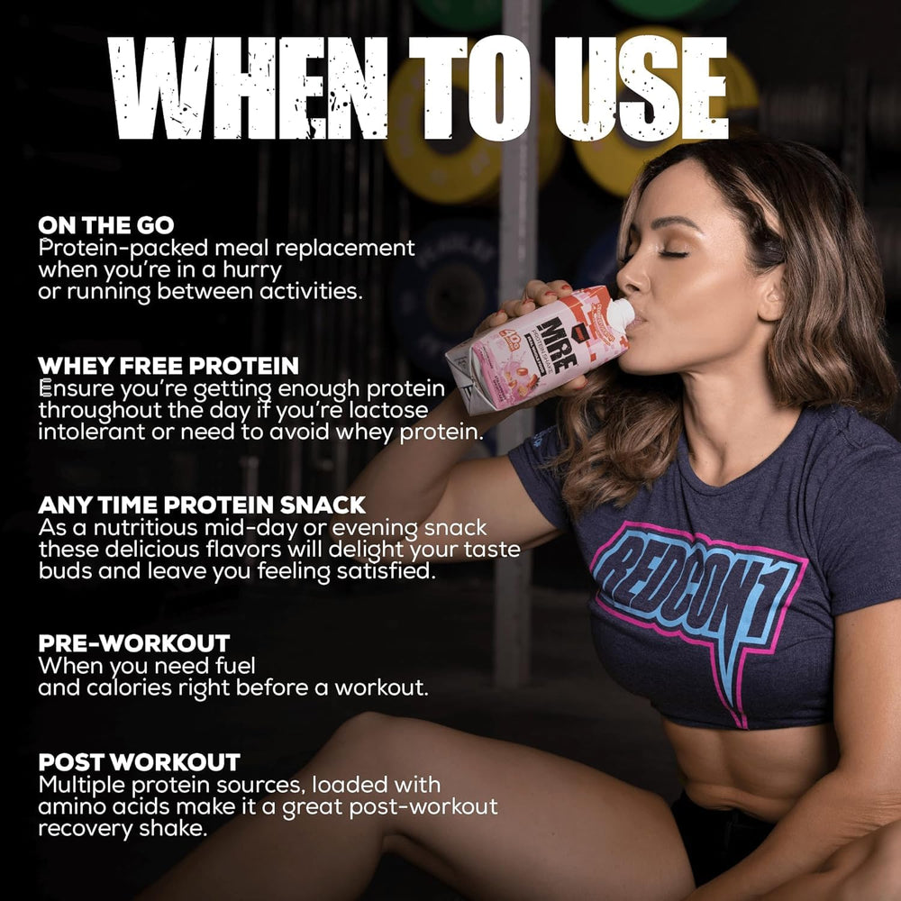REDCON1 MRE nutrition panel close-up supports protein-rich, low-carb choice.