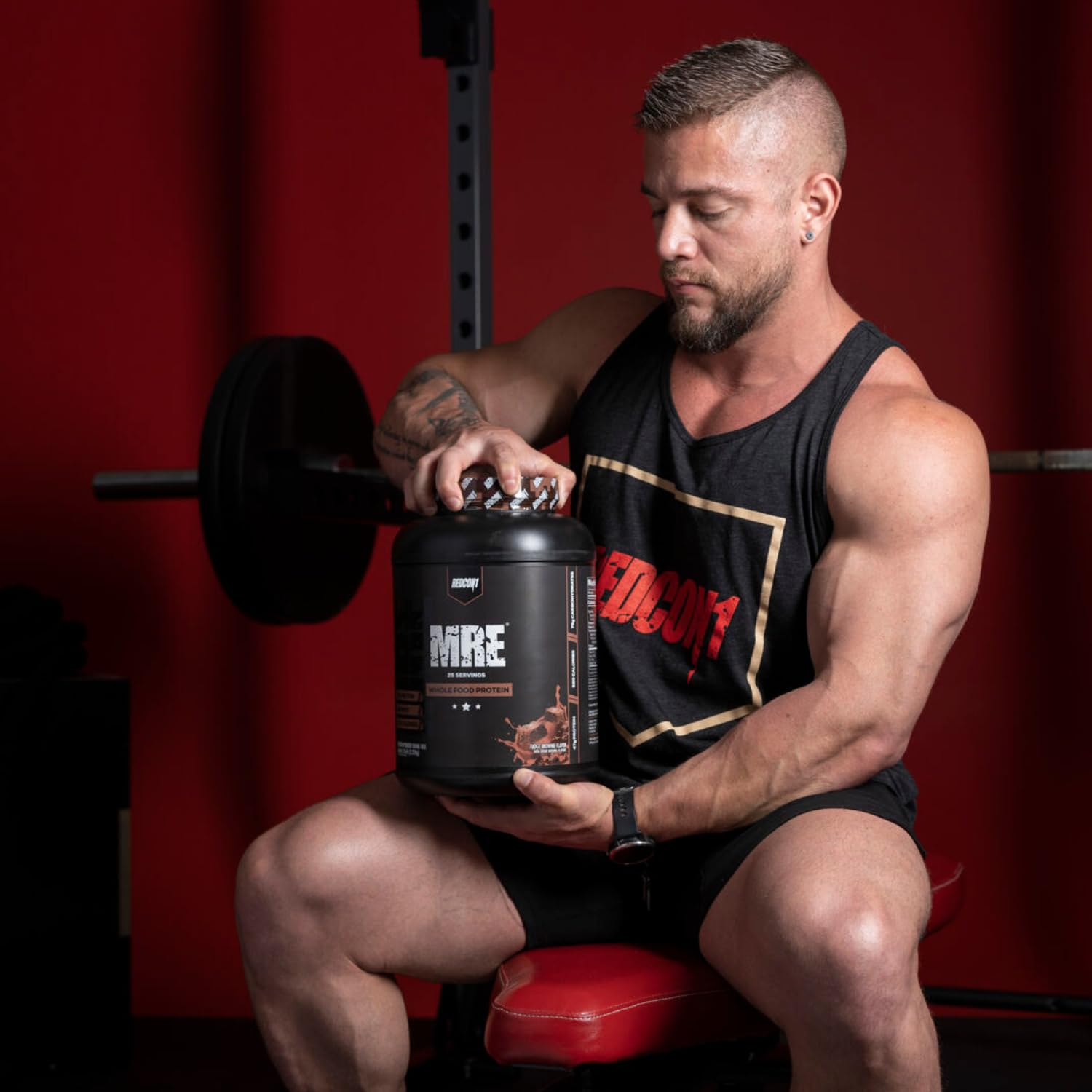 Redcon1 MRE Protein shake ready after workout in glass
