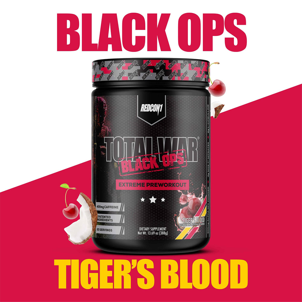 Tigers Blood flavor label on REDCON1 Total War Black Ops