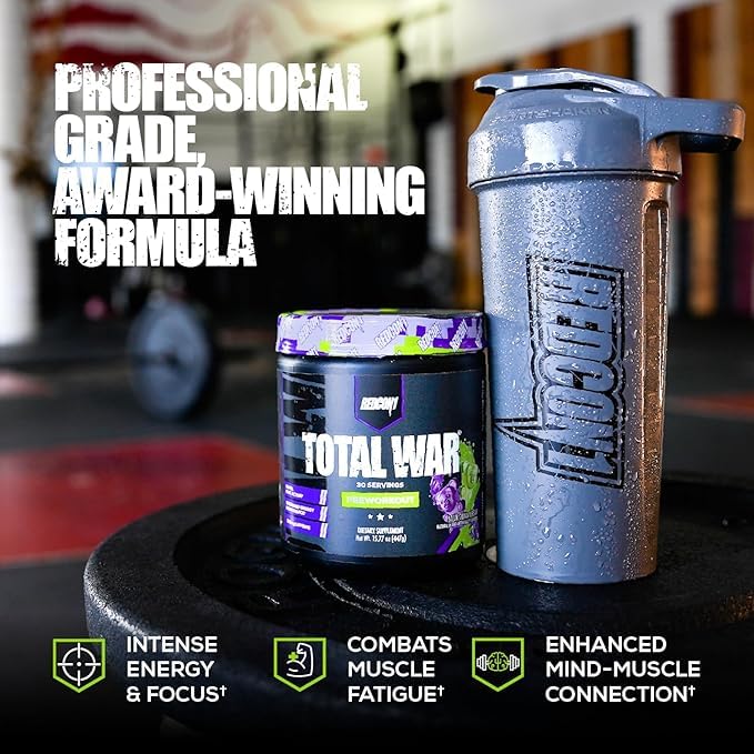 Redcon1 Total War Cali Splash powder delivers fast-acting energy and pump potential.