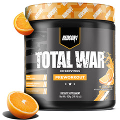 REDCON1 Total War Orange Crush bottle with bold flavor label for energized sessions.