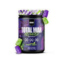 REDCON1 Total War Reloaded Sour Gummy Bear bottle ready for a workout boost.