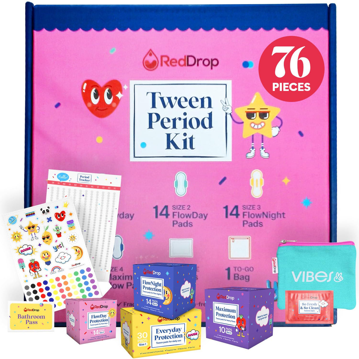 RedDrop Tween Kit cover displays 76-piece set for school-ready protection.
