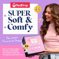 RedDrop tween pads close-up, everyday use for active school days.