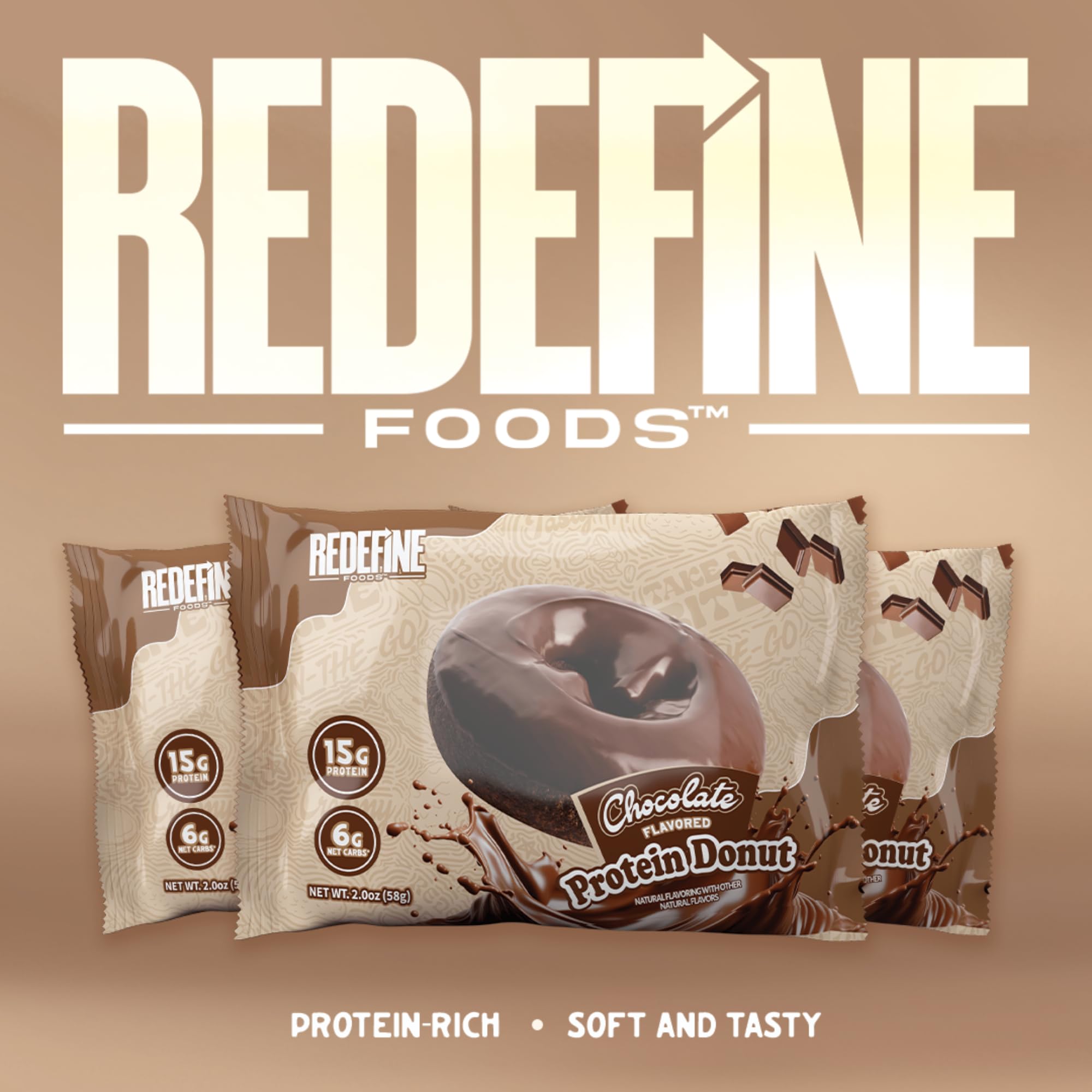 REDEFINE Chocolate Protein Donut with milk, ideal pairing for a balanced snack