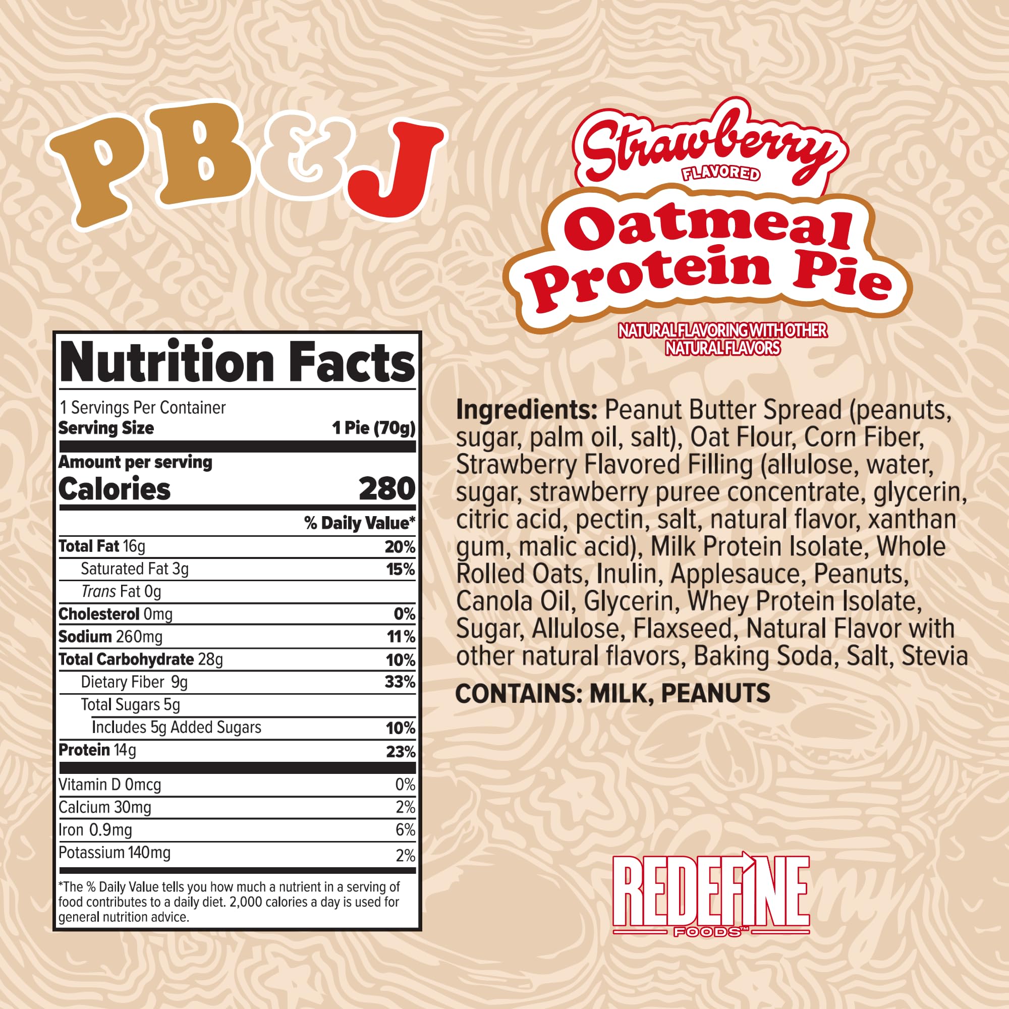 REDEFINE Oatmeal Protein Pie bite reveals chewy texture and strawberry jelly swirl