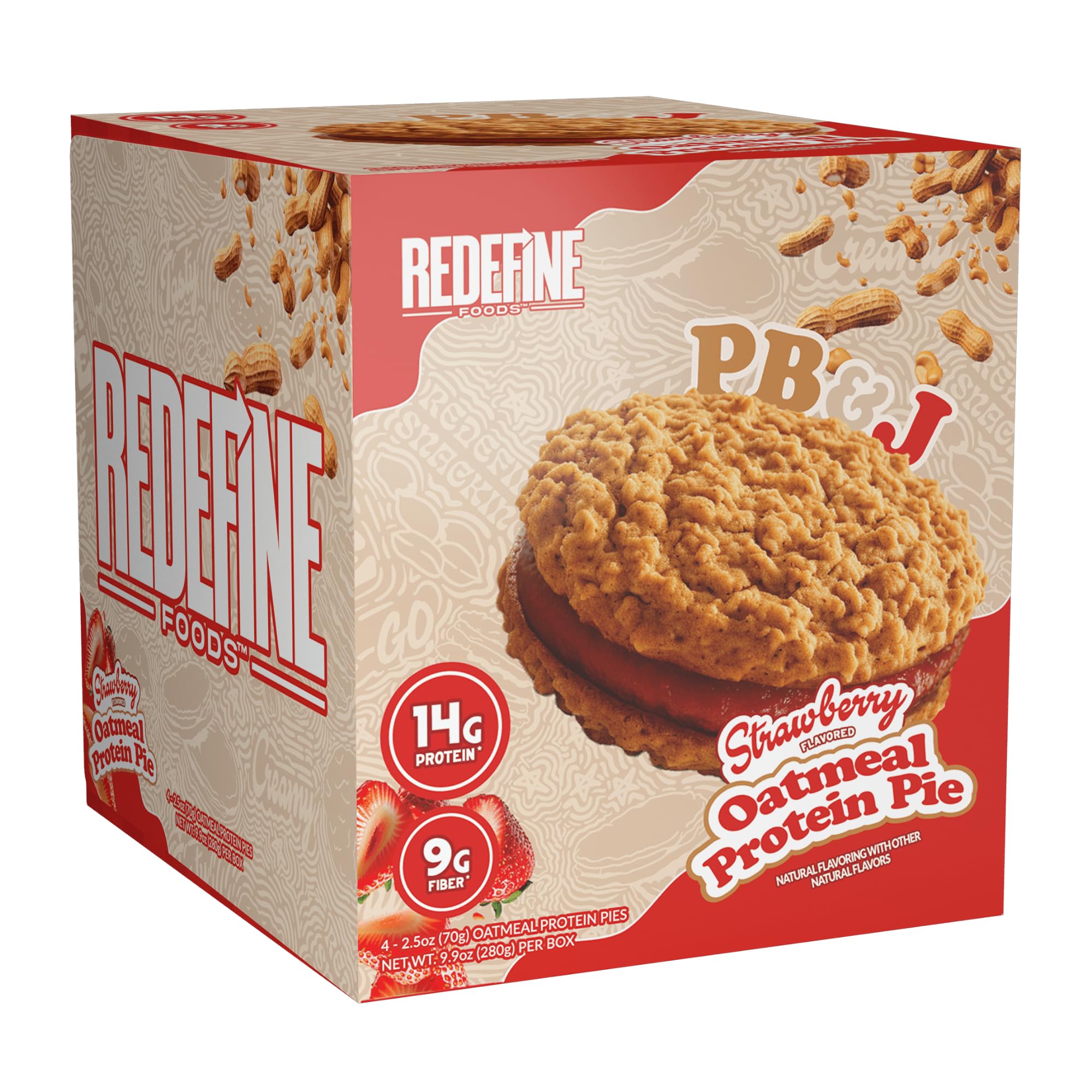 REDEFINE Oatmeal Protein Pie peanut butter jelly pack shows portable, protein-rich snack for busy days