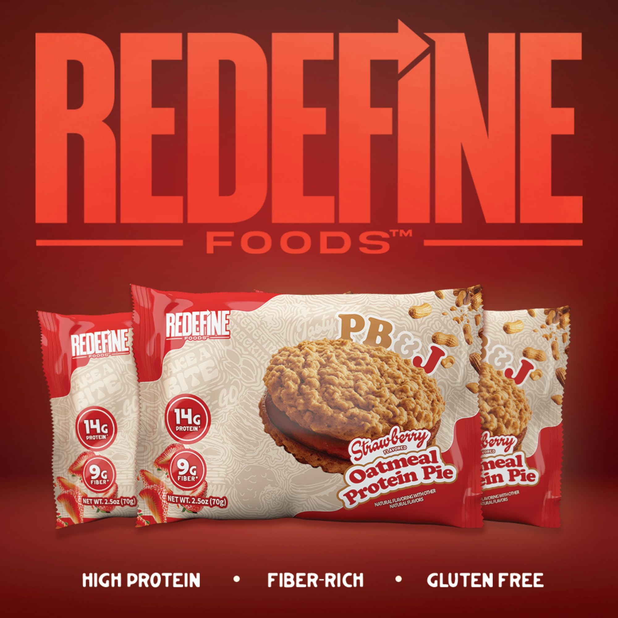 REDEFINE Oatmeal Protein Pie chewy texture close-up inviting taste impression