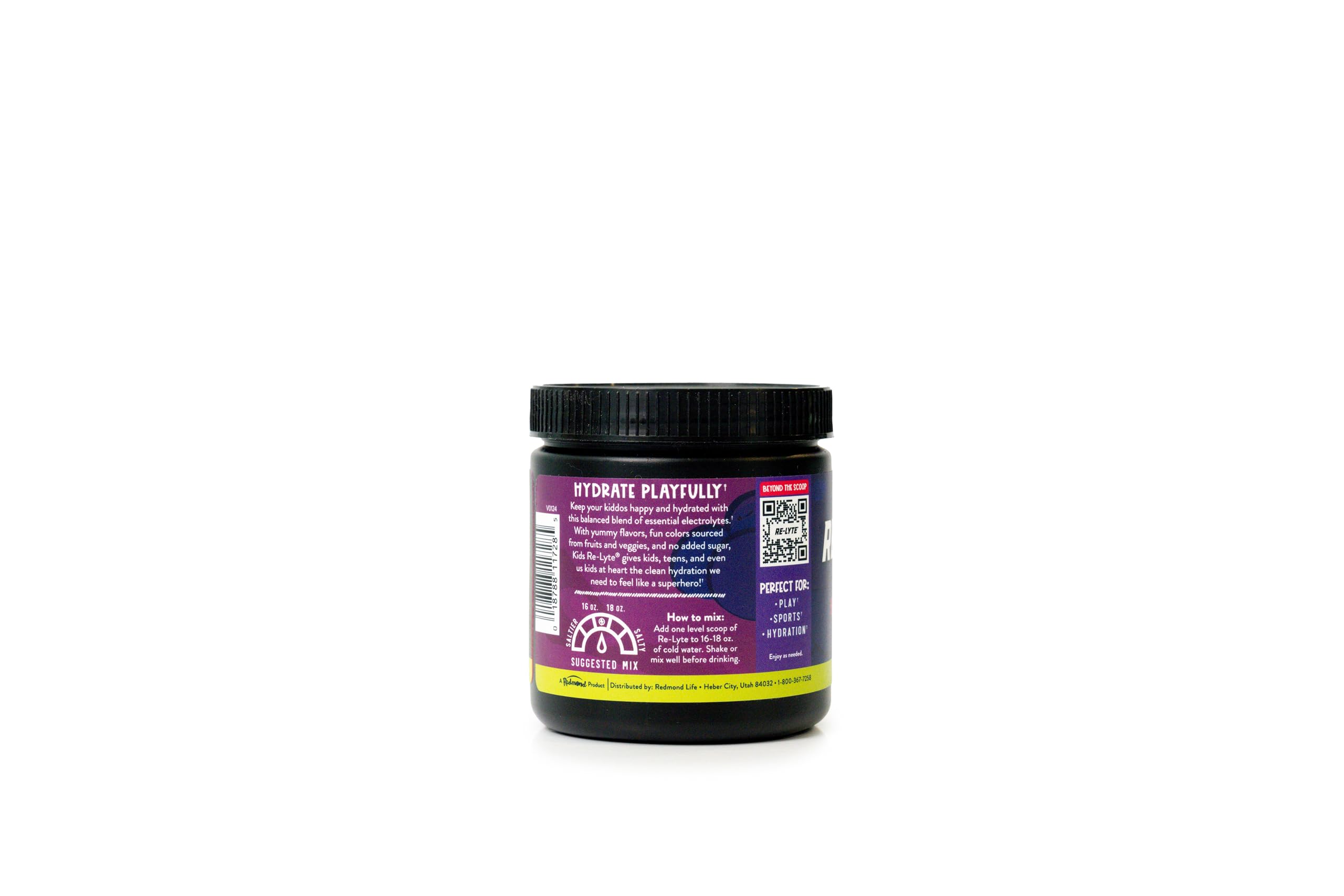 Glass with prepared Re-Lyte Kids grape drink supporting active kids