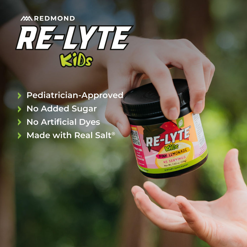 REDMOND Re-Lyte Kids Pink Lemonade glass filled with refreshing drink