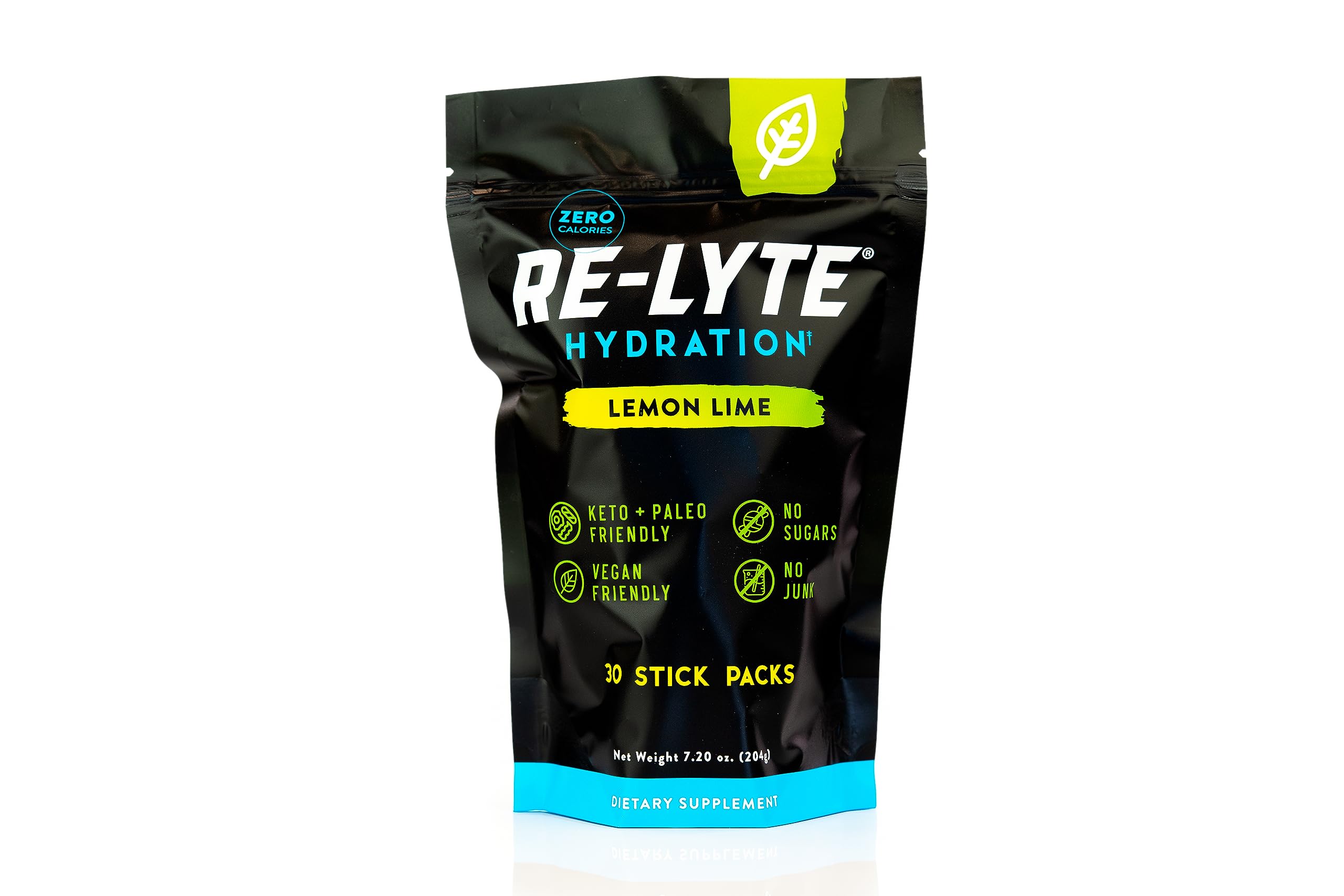 REDMOND Re-Lyte Lemon Lime front label for zero-calorie hydration during daily activities.