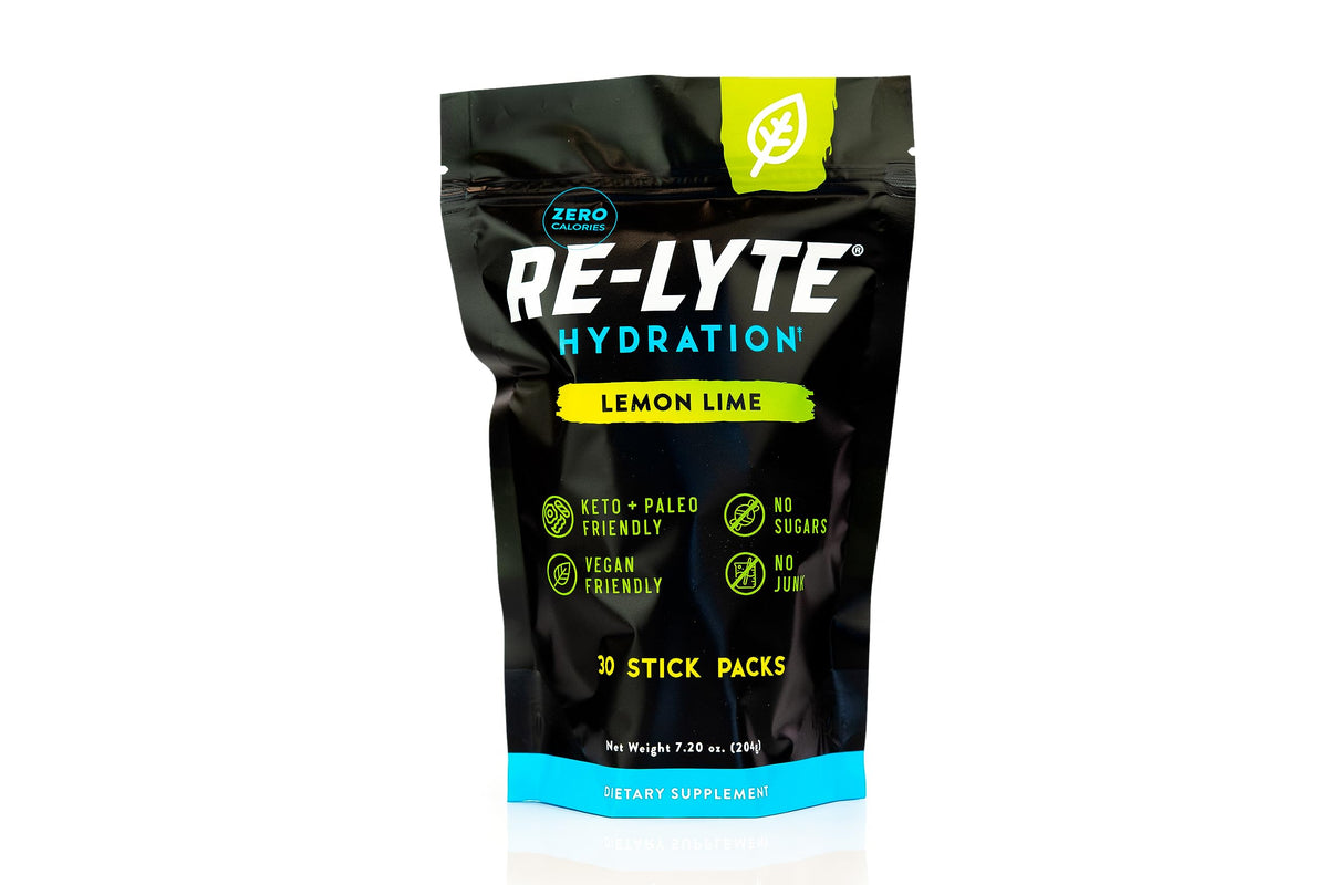 REDMOND Re-Lyte Lemon Lime front label for zero-calorie hydration during daily activities.