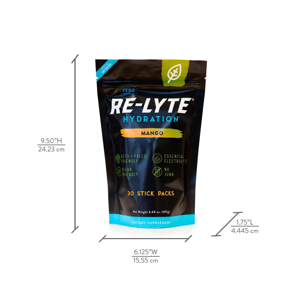 REDMOND Re-Lyte Mango powder in a glass shows bright tropical drink.