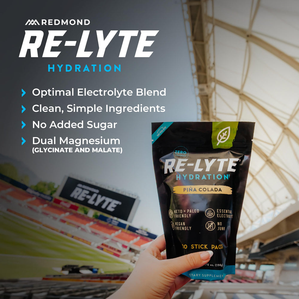 Front packaging of REDMOND Re-Lyte Pina Colada pack for on-the-go hydration.