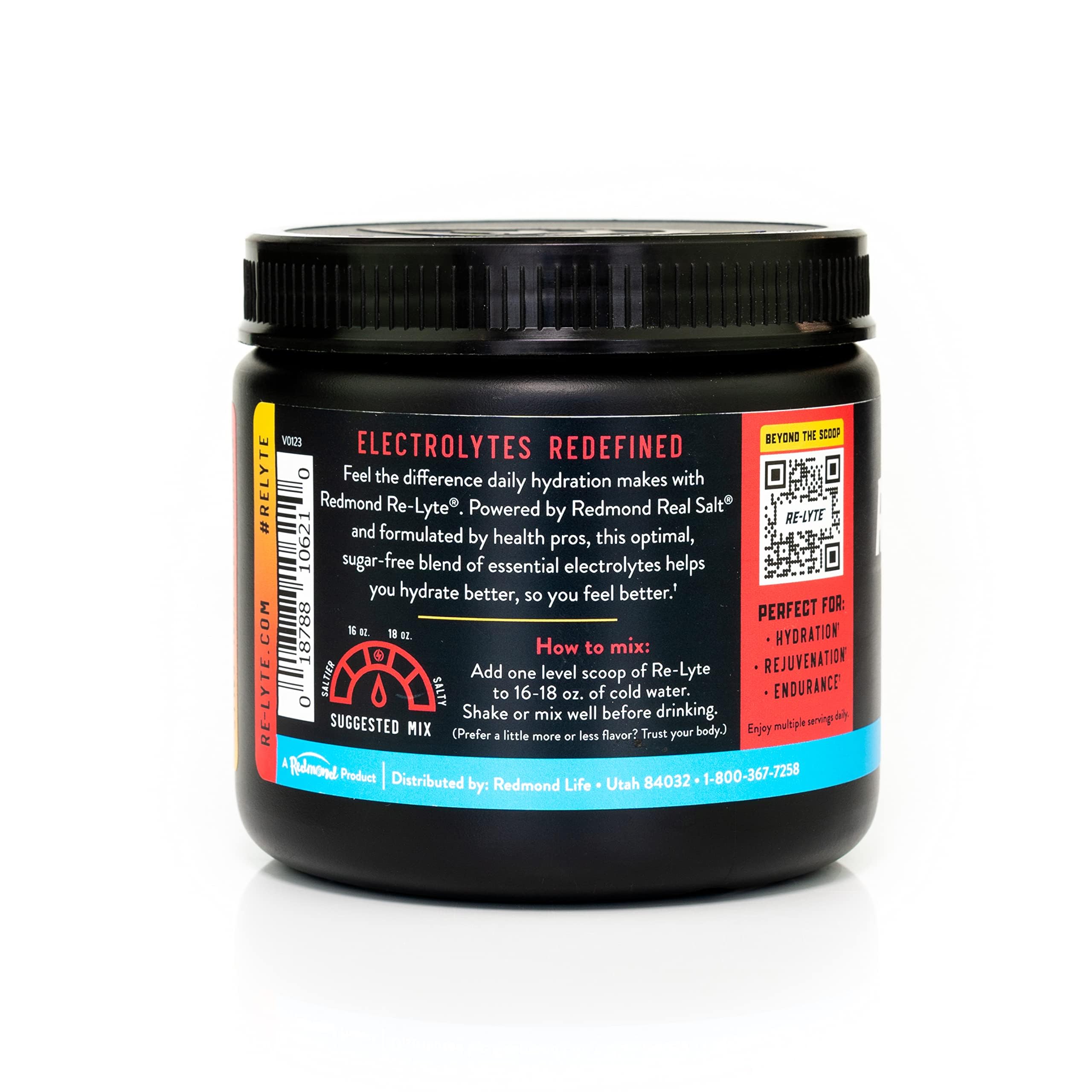 Redmond Re-Lyte scoop beside powder for quick daily servings.